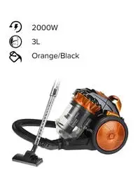 مكنسة كهربائية بدون كيس من سوناشي سايكلون، 3 لتر، 2000 وات، Svc-9028C، أسود/برتقالي