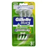 Gillette Blue3 Sensitive Disposable Razors For Men 3 Pieces Green/White