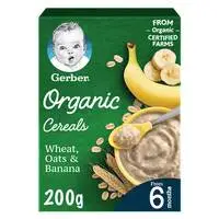 Gerber - Organic Multicereals Baby Food, With Wheat, Oat, Mango, Carrot, And Banana, 200g