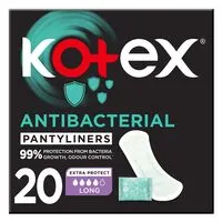 Kotex Antibacterial Panty Liners, 99% Protection from Bacteria Growth, Long Size, 20 Daily Panty Liners