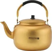 Royalford 6.0L Golden-Finish Aluminum Tea Kettle- Rf10770  Rust And Corrosion Resistant Body With Comfortable And Anti-Scald Handle  Induction Compatible  Perfect For Indoor And Outdoor Use  Golden