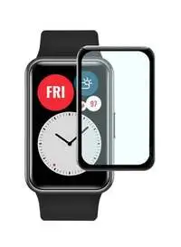 واقي شاشة ثلاثي الأبعاد من Fitme مكون من 4 قطع لساعة Huawei Watch Fit، أسود/شفاف