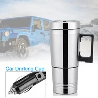 Generic 12V 300ml Car Heating Kettle Stainless Steel Electric Heating Mug Drinking Cup Travel Kettle Water Boiler Electric Mug
