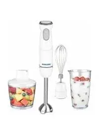 Sonashi 4-In-1 Hand Blender Set With Chopper/Calibrated Beaker And Wisk 600ml, 400 W, SHB-184JCW, White