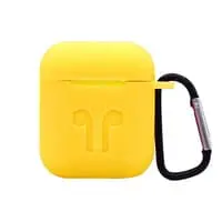 Generic Protective Silicone Airpods Case Shock Proof With Carabiner, Yellow
