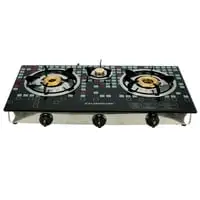 Olsenmark Highly Efficient Tempered Glass Triple Burner Gas Stove With Auto Ignition Omk2224