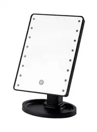 مرآة مكياج مربعة متعددة الوظائف 16 LED من Generic - أسود