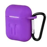 Generic Protective Silicone Airpods Case Shock Proof With Carabiner, Purple