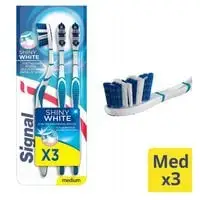 Signal Shiny White Medium Toothbrush Multicolour 3 count