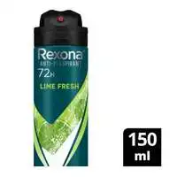 Rexona Men  Antiperspirant Deodorant Spray, 72 Hour Sweat & Odor Protection*, Lime Fresh, With Motionsense Technology, 150ml