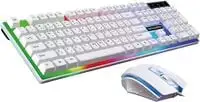 لوحة مفاتيح سلكية بإضاءة خلفية من داتا زون وماوس ألعاب، مصابيح LED متعددة الألوان، إحساس ميكانيكي، G21، أبيض