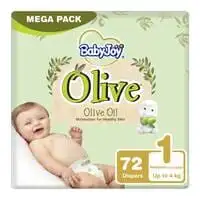 Babyjoy olive oil moisturizer for healthy skin size 1 newborn up to 4 kg mega pack 72 diapers