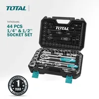 TOTA L Premium Quality 44 Pcs 1/4" +1/2" Industrial Socket Tool Set Model: THT421441