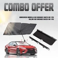 Combo Offer - Buy Car Windscreen Sunshade Umbrella Parasol UV Protection 140X79 CM & AGC Car Sun Shade, Heat Insulated Rolling Sunshade 58cm x 125cm