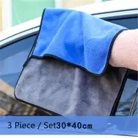 Generic 3 Pcs/Set Car Washing Cloth Washing Cloth Towel Gray Blue Soft Absorbent Wash Cloth Car Cleaning Towels Auto Care 30 X 40 cm