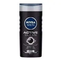 NIVEA MEN 3in1 Shower Gel, Active Clean Charcoal Woody Scent, 250ml