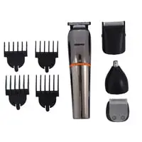 Geepas 9 In 1 Hair Trimmer 600mAh Battery - Portable Cordless Hair Clippers, Grooming Kit With Stand, Digital Display, Trimming Kit With 4 Interchangeable Heads For Styling Beard