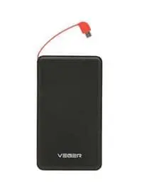 Veger 15000.0mAh Portable Power Bank With Built-In Cable Black/Orange
