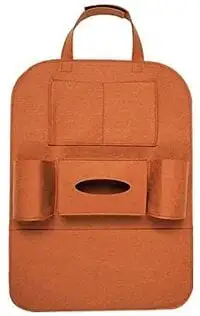 Generic Felt Cloth Car Seat Storage Bag Auto Back Seat Organizer Holder Multi-Pocket Travel Storage Bag - Caramel Brown