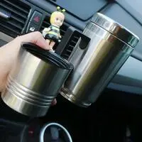 Generic 12V Water Heater Mug Car Electric Kettle Heated Stainless Steel Car Cigaratte Lighter Heating Cup 300ml