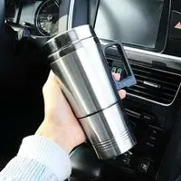 Generic Car Electric Warmer Mug 12V Steel Travel Mug Cup Heated Thermos Mug Heater Thermal Warmer For Car (1 Pcs)