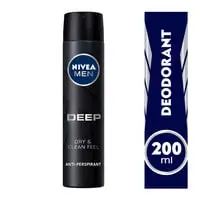 NIVEA MEN Antiperspirant Spray for Men, 48h Protection, DEEP Black Carbon Antibacterial, Woody Scent, 200ml