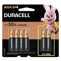 Duracell battery AAA 50% longer x 8+4
