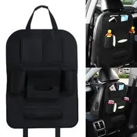 Generic منظم مقعد السيارة حقيبة معلقة متعددة الجيوب حامل علبة مناديل الزجاجات - صوف أسود 1 قطعة
