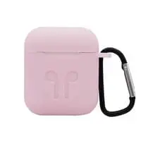 Generic Protective Plastic Airpods Case Shock Proof With Carabiner, Pink