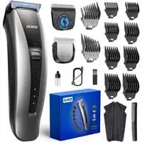 Glaker Cordless 2 in 1 Versatile Hair Trimmer with 10 Guards, 2 Detachable Blades & Turbo Motor - Black - HC2022