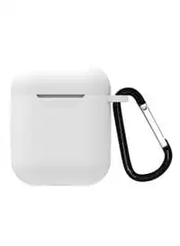 Generic Protective Silicone Airpods Case With Carabiner, White
