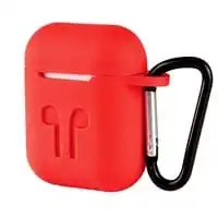 Generic Protective Plastic Airpods Case Shock Proof With Carabiner, Red