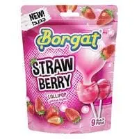Borgat Strawberry With Gum Lollipop 162g