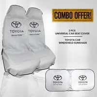 عرض كومبو - اشتري قطعتين من غطاء مقعد سيارة تويوتا، غطاء حماية من الغبار والأوساخ + مظلة للزجاج الأمامي للسيارة من تويوتا