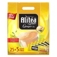 Alitea Signature 3 In 1 Creamer And Sugar Ginger Instant Tea 20g x Pack of 25 + 5 Free