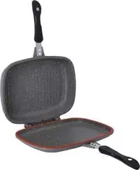 Royalford Double Grill Pan, 36cm - Die-Cast Double-Sided Non-Stick Griddle Pan - Foldable Flipping Grill Frying Pan - Camping Cookware Steak Grill Saucepan , Ideal For Grill Fry Roast Steam