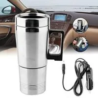 Generic 2 Layers Electric Water Heater Mug Steel Travel Heating Coffee With Cup Car Plug 12V 300ml