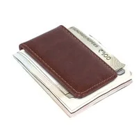 Leather Strong Magnetic Money Clip Brown