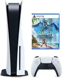 وحدة تحكم قرص بلاي ستيشن 5 من سوني (إصدار المملكة العربية السعودية) مع حزمة PS5 Horizon Forbidden West Bundle