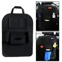 Generic لون أسود لمقعد السيارة الخلفي، متعدد الجيوب، حقيبة تخزين قابلة للتعليق، حامل منظم