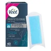 Veet Body And Legs Blue Almond Sensitive Skin Hair Removal Easy Gel Wax Strips 40 Pieces