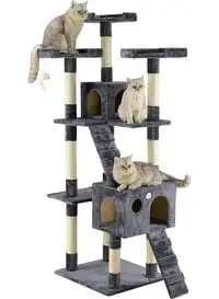 Generic برج شجرة القطط 185 × 55 × 50 سم، شقة للقطط مع مركز نشاط للخدش من السيزال، شجرة تسلق للقطط مع سلم بأعمدة السيزال ومكان للراحة للقطط الداخلية