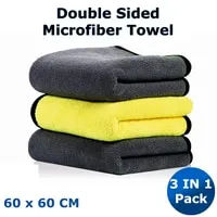 Generic Super Absorbent Car Wash Microfiber Towel Car Cleaning Drying Cloth Hemming 60 X 60 cm Size 3 Pcs Combo
