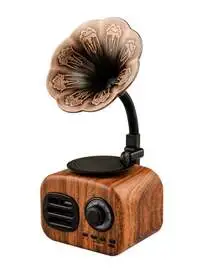 Generic Wireless Bluetooth Gramophone Pattern Speaker, Brown/Black