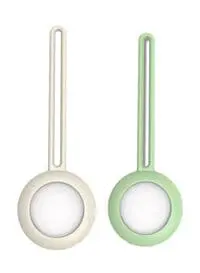 Fitme 2-Piece Silicone Long Case Set For Apple Airtag, Green/Beige