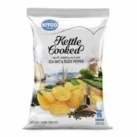 Kitco Kettle Cooked Sea Salt And Black Pepper Chips 150g