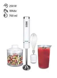 Sonashi 4-In-1 Hand Blender Set With Chopper And Whisk, 700ml, 250W, SHB-185JCW, White