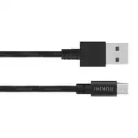 Rukini nylon braided micro USB cable, 1M, Black