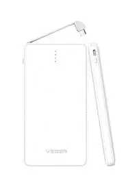 Veger 15000.0 mAh Portable Power Bank With Built-In Cable White
