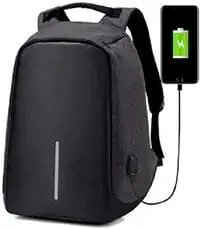 حقيبة ظهر ضحلة مضادة للسرقة مع منفذ شحن USB أسود